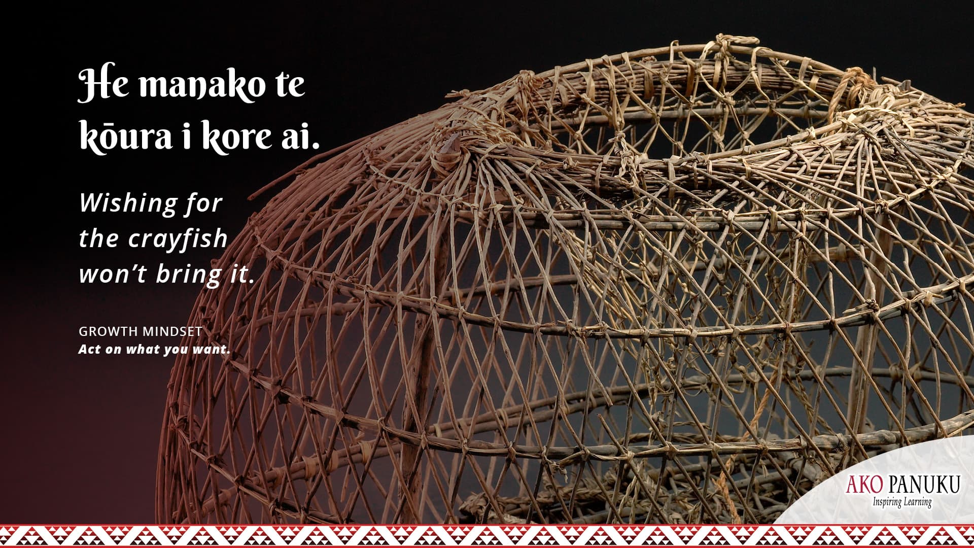 “He manako te kōura i kore ai.” A virtual background to add to your online classroom profile. Full colour.